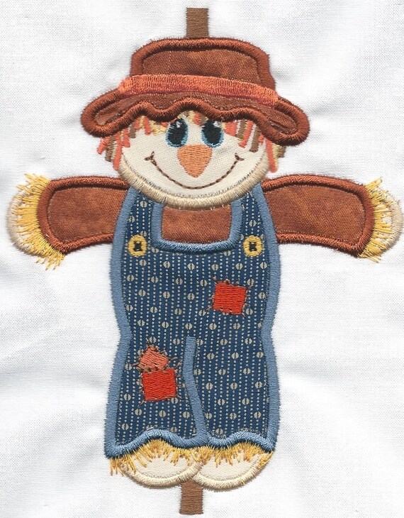 SCARECROW Applique machine embroidered patch or quilt square