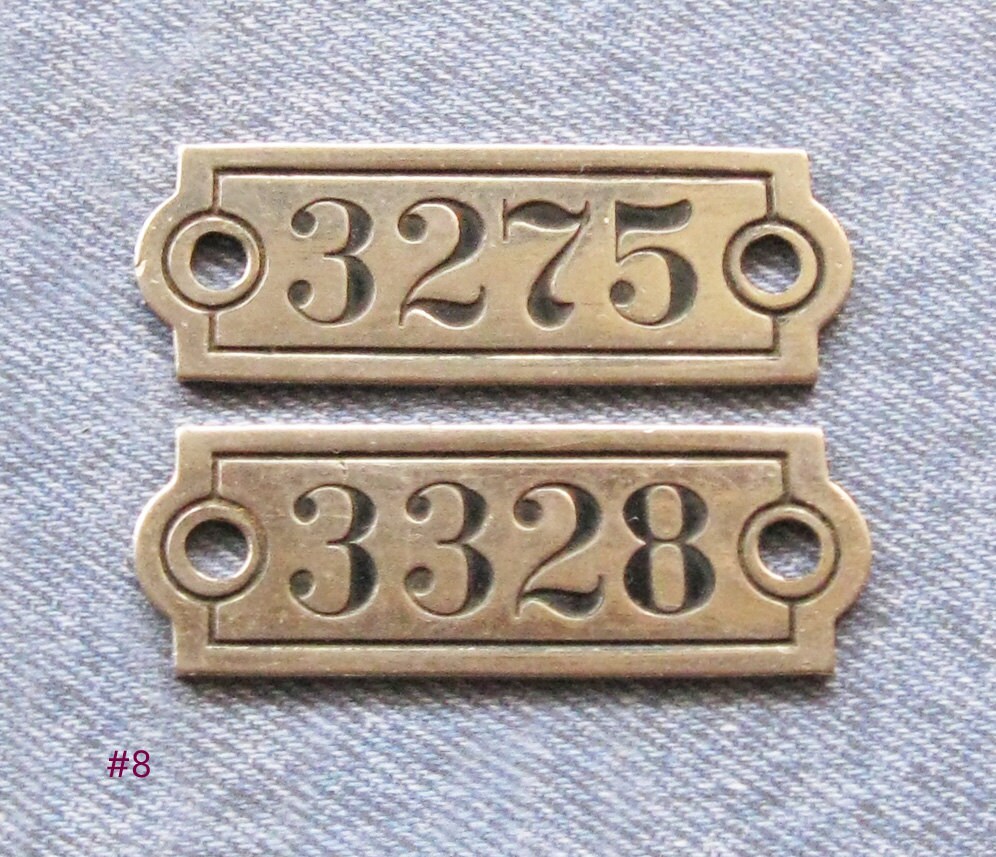Industrial Brass Tag Number Plates Antique Locker by FOUNDLINGS