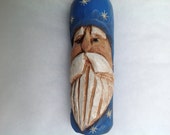 Hand Carved Santa Claus Ornament Or Tree Topper From Antique Maine Fishing Net Float Sale