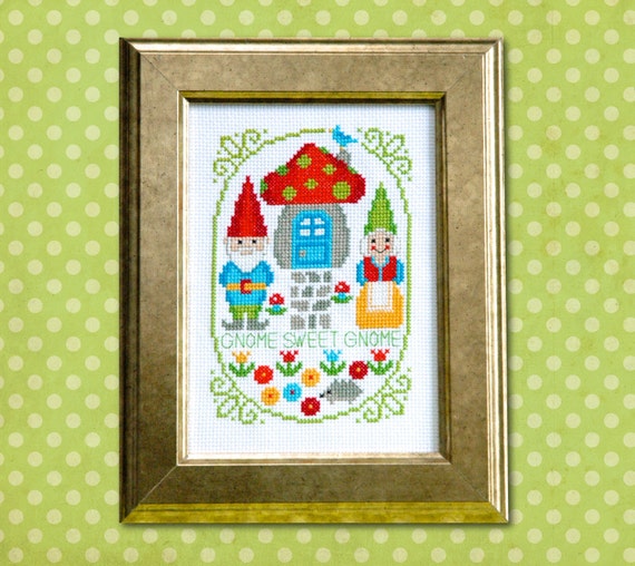 Gnome Sweet Gnome Cross Stitch Pattern PDF Instant Download