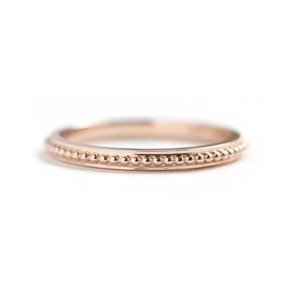 Items similar to Beaded Wedding Band- 14K Gold on Etsy