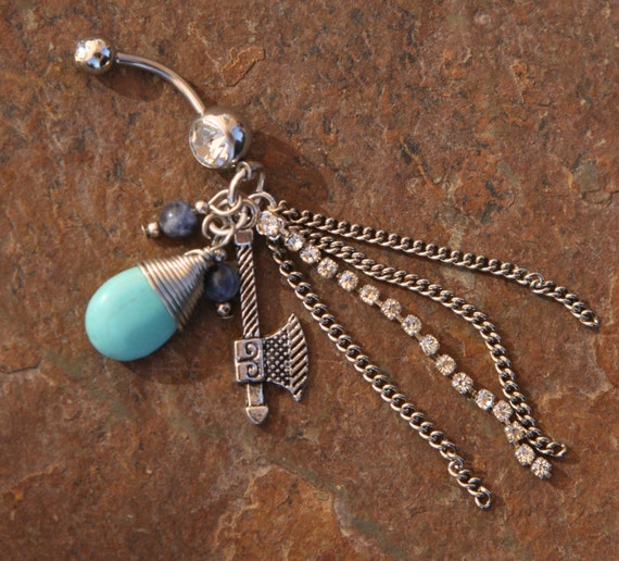 Turquoise Western Cowgirl DeSIGNeR Belly Button Ring A Little