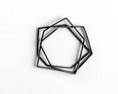 SALE 30% OFF Geometric Bangle , Black Bangle Bracelet, Oxidized Silver Bangle, Sterling Silver Bangle Set