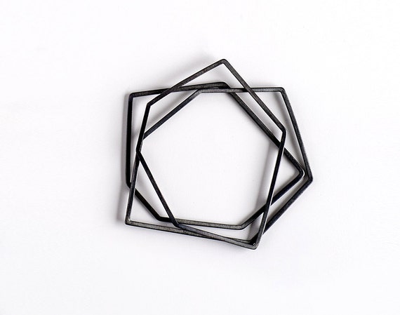 Geometric Bangle , Black Bangle Bracelet