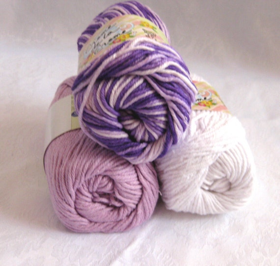 100 cotton yarn PURPLE tones combination pack by crochetgal