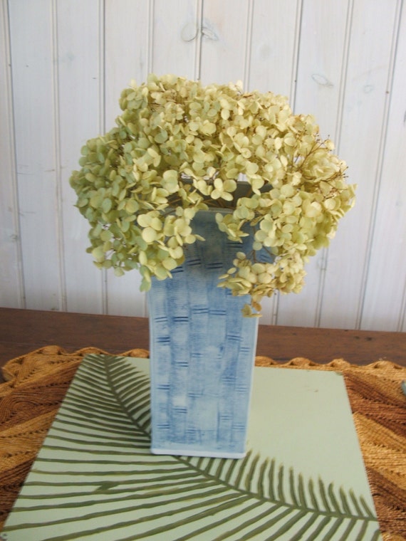 Handmade Bamboo Pottery Vase Blue by lookonmytreasures on Etsy