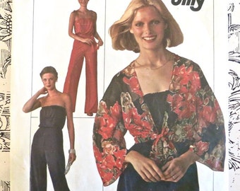 Vintage 1970s Womens Jumpsuit Pattern with Tie-Front Jacket - Simplicity 7748