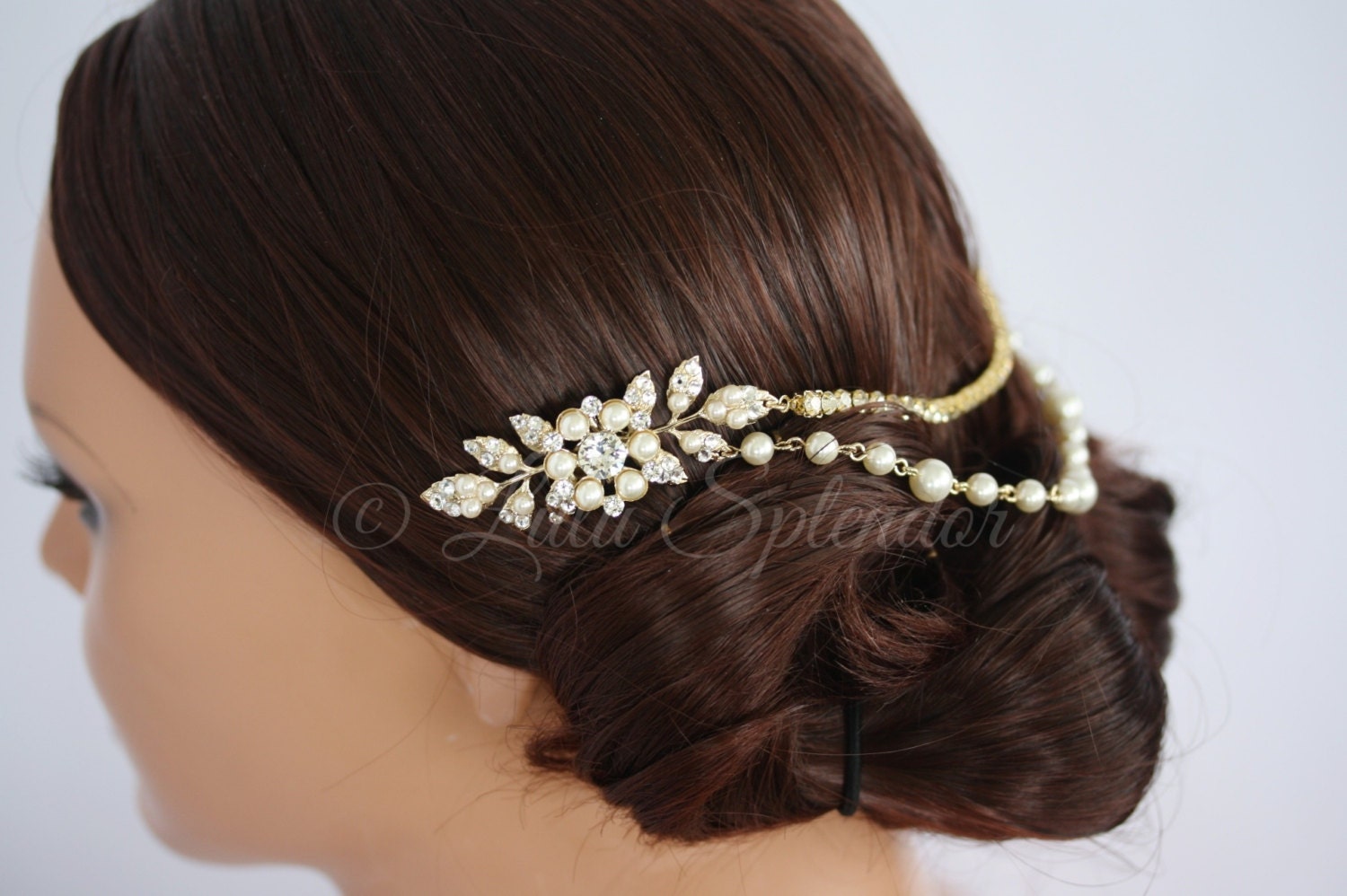 Gold Wedding Headpiece Bridal Hair Chain Bridal Hair Accessory