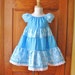 Girl toddler tiered twirly peasant dress blue with white butterflies Size 1/1T Ready to Ship, Clearance