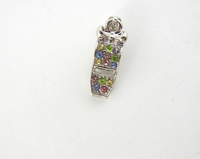 Small Silver-tone Whistle Pendant with Pastel Rhinestones