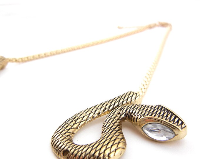 Double Link Popcorn Chain Snake Necklace Gold-tone 15"