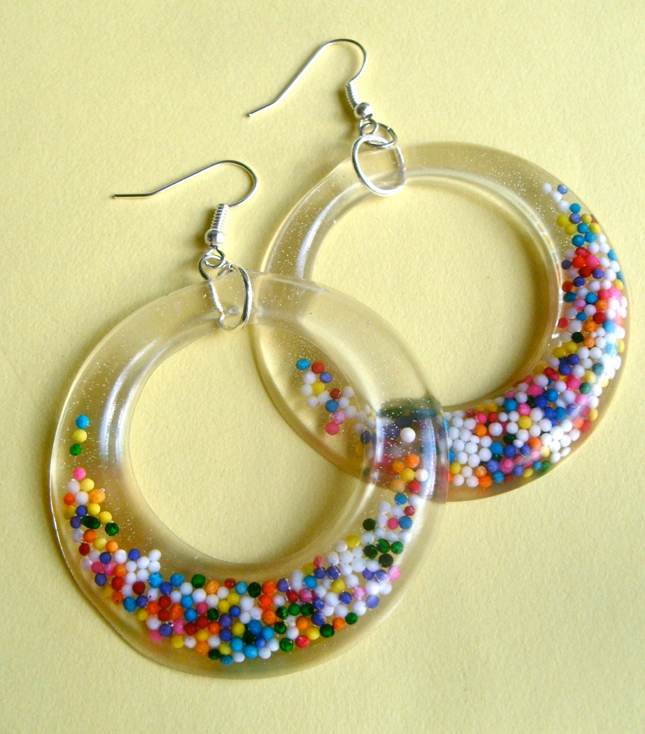 Resin Hoop Earrings Resin Jewelry Rainbow Hoop by VivaceCrafts