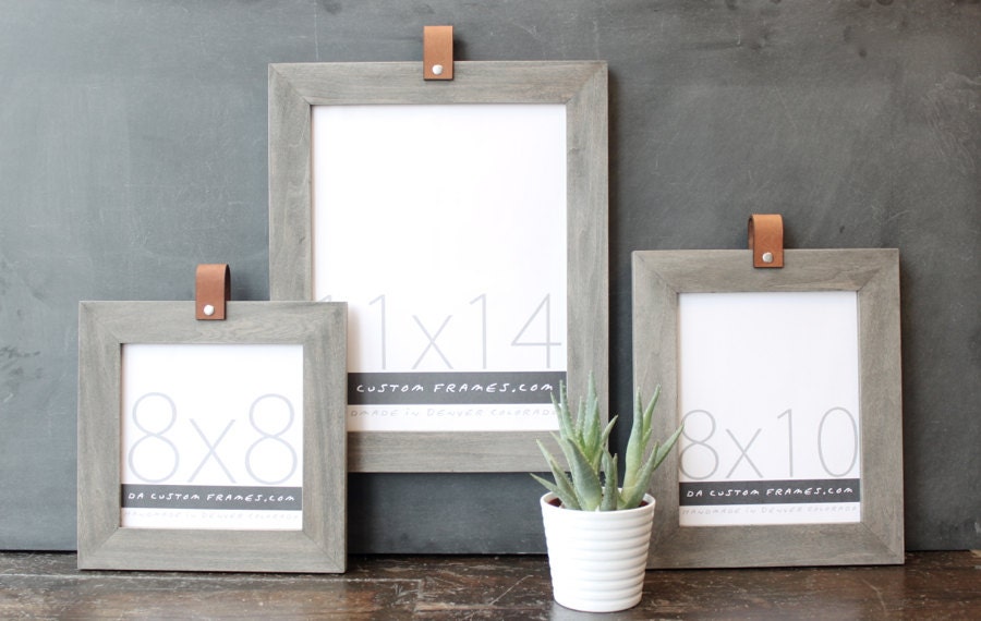 8x10 leather collection picture frame driftwood gray . 8x10