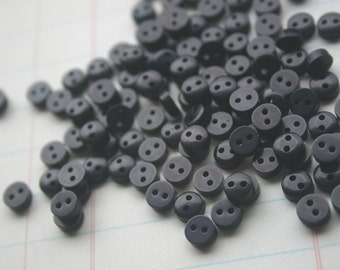 Tiny Black Buttons - Little Black Sewing Button - 1/4" Wide - 6mm - 100 Buttons