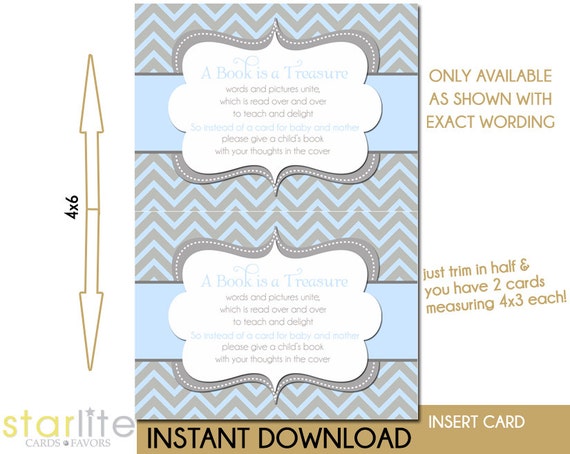 Blue Gray Chevron Baby Shower Invitation 4x3 insert by starwedd