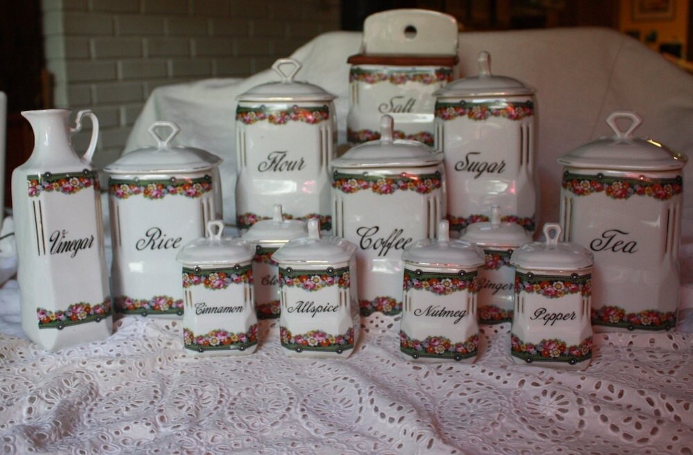 Victoria China Czechoslovakia Spice Canister Set by ElvyRuths