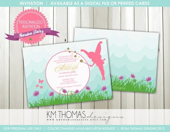 GARDEN FAIRY...Custom Printable Birthday Invitations...by KM Thomas Designs Item 119 Il_570xn