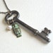 Skeleton Key Necklace - Owl Jewelry, Antique, Verdigris Patina