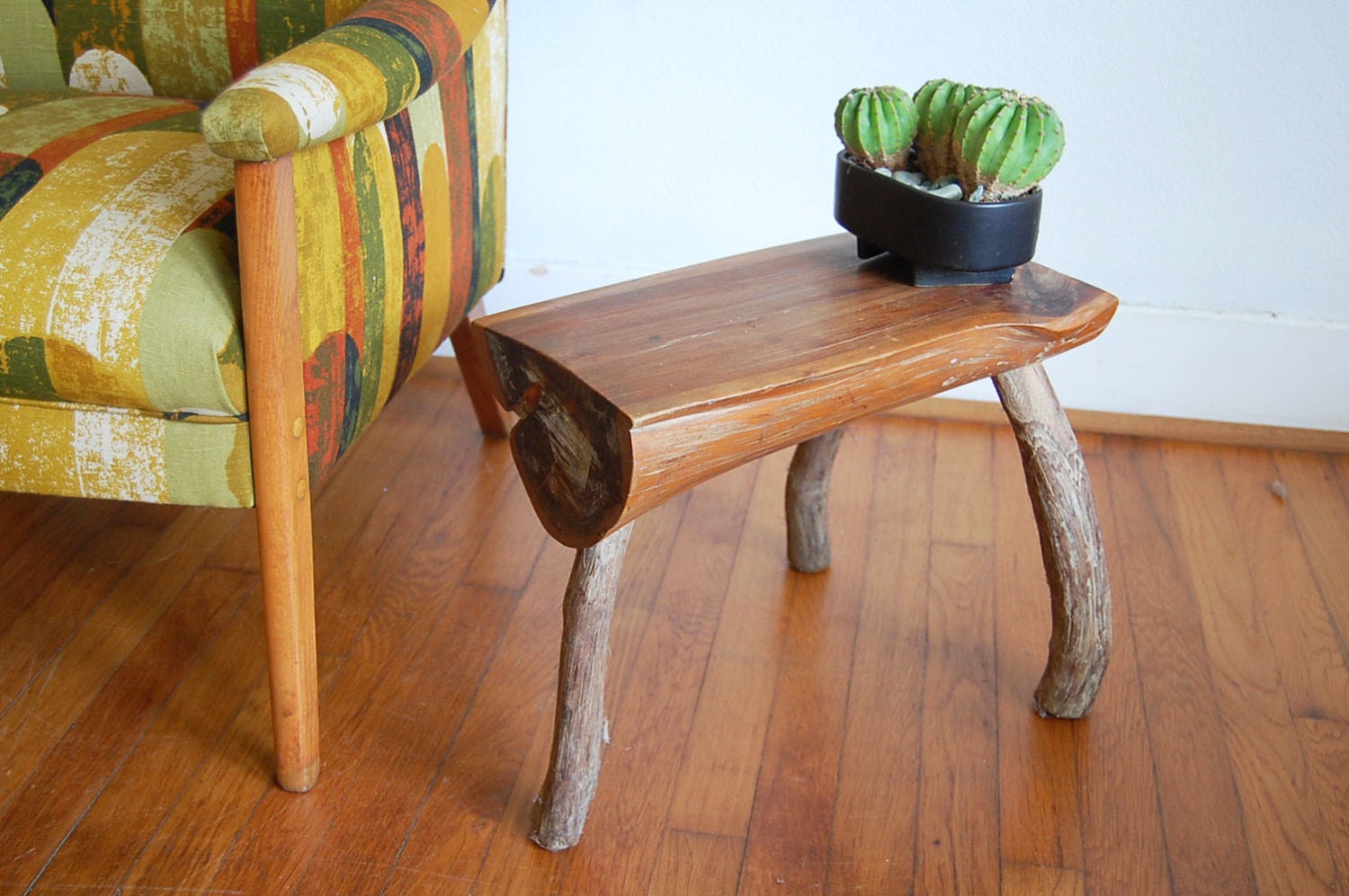 SALE Vintage Wooden Log Stool Table Plant stand by ljindustries