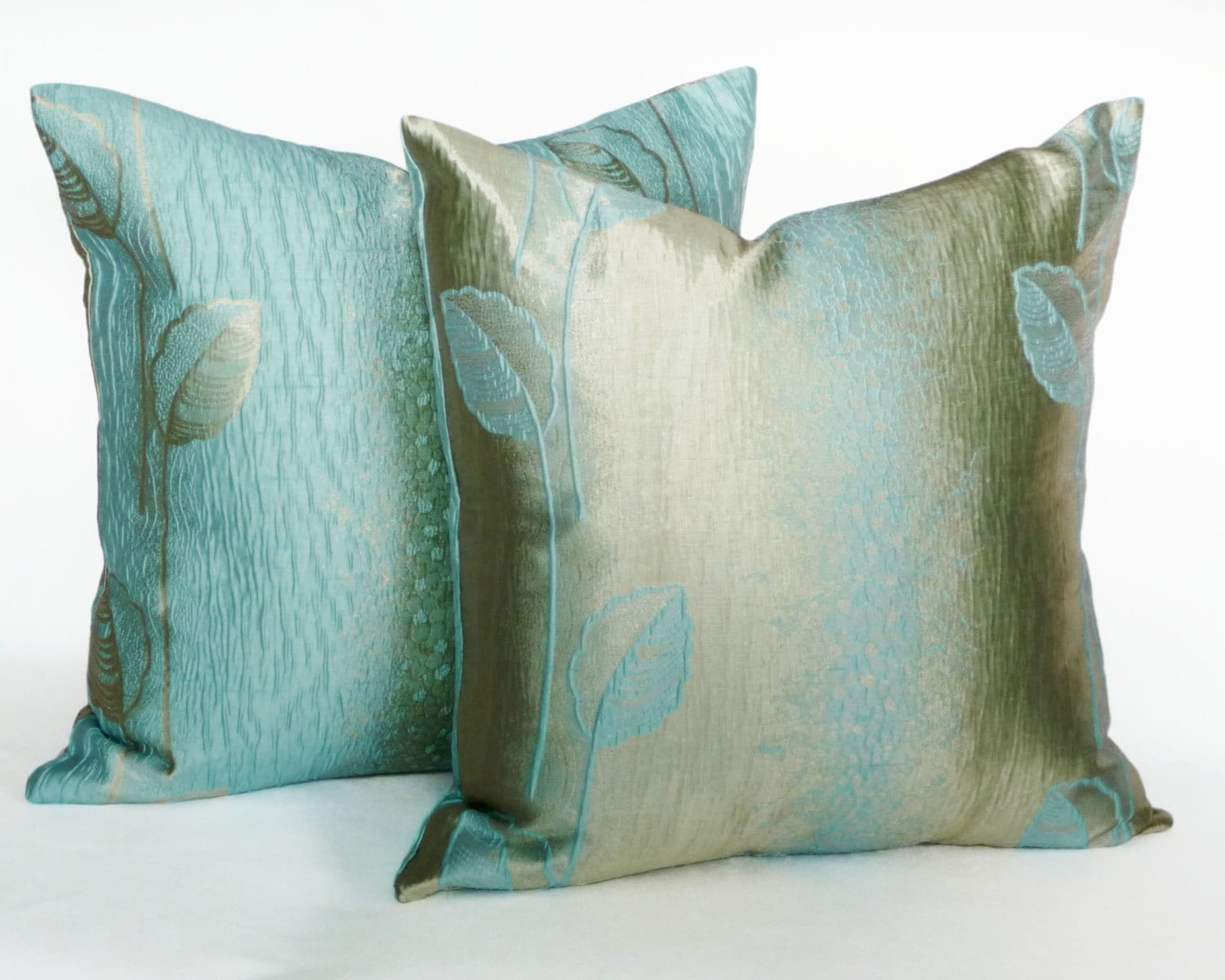 Metallic Pillow Covers Shimmering Aqua Pillows Aqua Blue