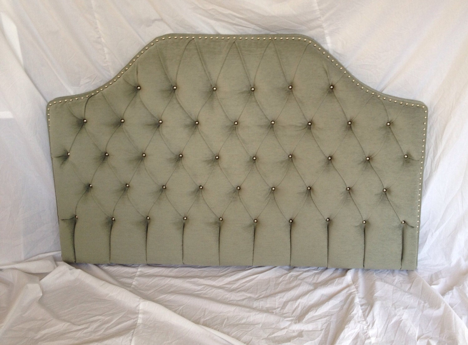 Reduced Tufted Upholstered Headboard With Nickel Nailheads Tufted Upholstered Headboard With Nailheads