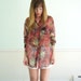 Photo Floral Vintage Early 90s LS Sheer Chiffon Button Down Blouse S/M