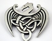 Celtic Jewelry - Celtic Dragon Brooch Fine Pewter US made