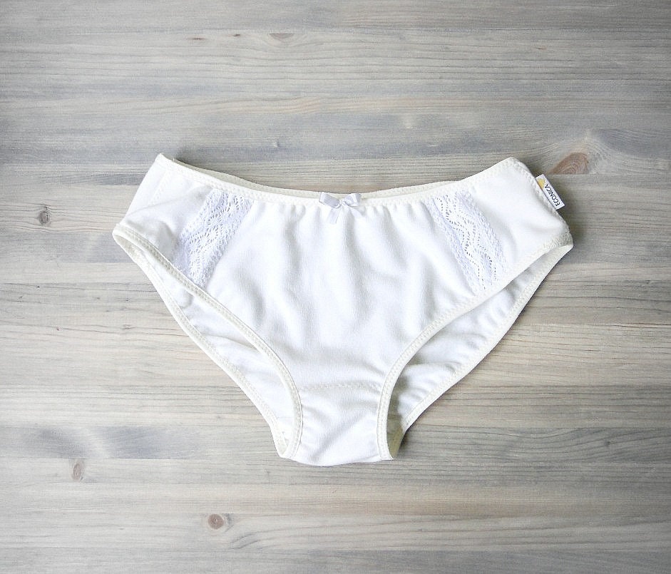 Organic cotton classic panties – white cotton lace lingerie – Etsy finds