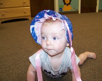 Baby Sun Bonnet pdf pattern and tutorial sizes 3, 6 and 9, months Instant e-file download