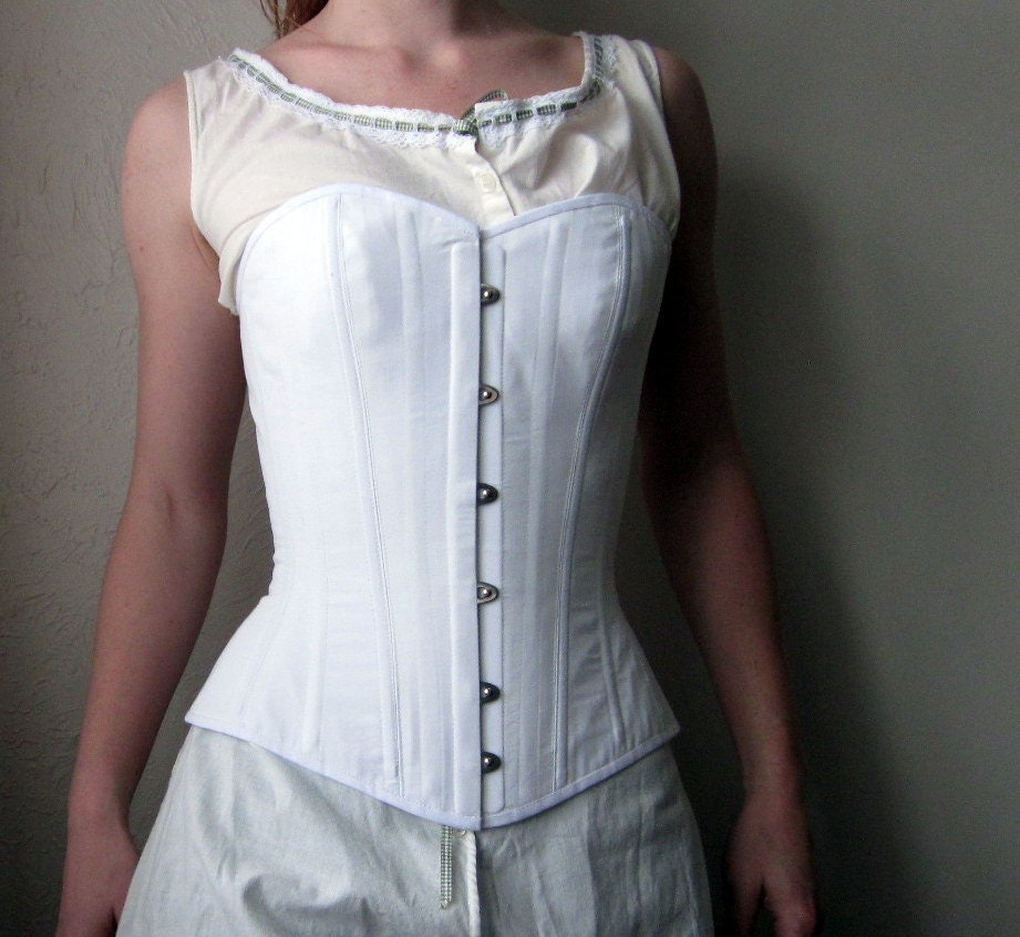 Victorian Corset White Cotton Authentic Civil War by redthreaded