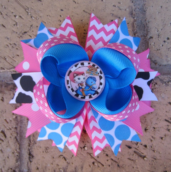 Sheriff Callie's Wild West Disney Junior Inspired Custom Boutique Stacked Layered Hair Bow Sheriff Callie Hair Bow for Birthday Party Il_570xn