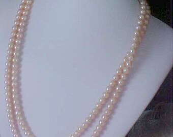 Free Shipping~ Opera Length 1940's ~ BLUSH PINK Simulated Pearl Necklace