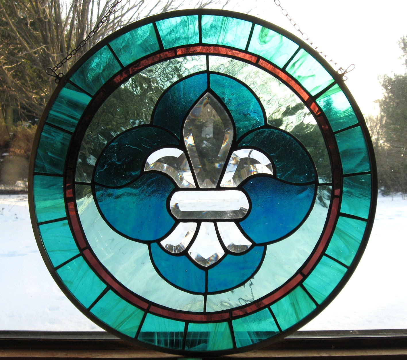 New Orleans Saints Round Stained Glass window Panel