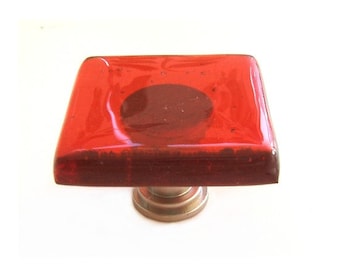 Red Glass Knobs - Colorful Glass Kitchen Cabinet Hardware