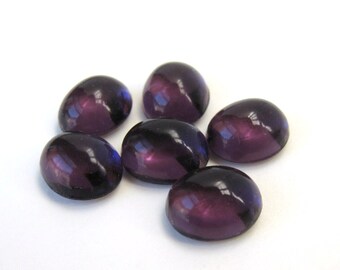 Vintage Glass Cabochon Amethyst Ovals 12x10mm gcb0995 (6)