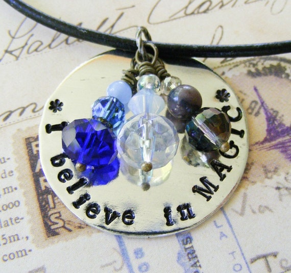 I Believe in MAGIC Hand Stamped Pendant Necklace by meiguidesigns