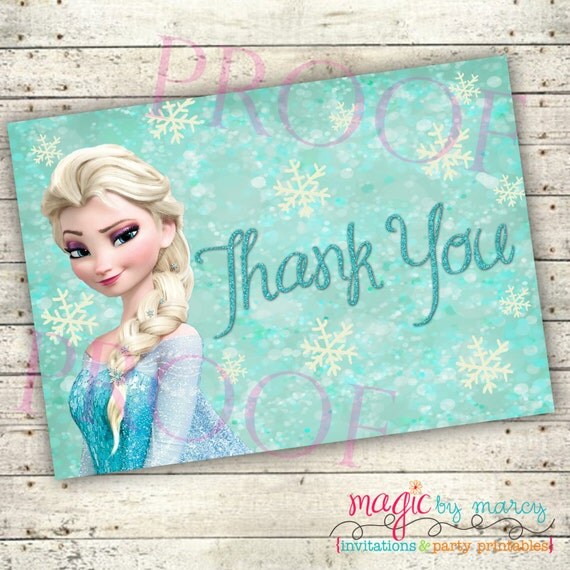 INSTANT DOWNLOAD Digital Printable Frozen Inspired Birthday Thank you card Il_570xn