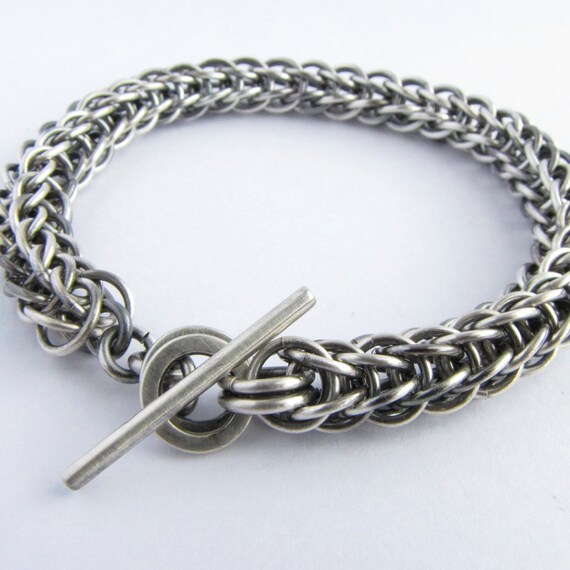 Sterling Silver Foxtail Weave Chainmaille Bracelet for Men or