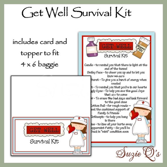 Get Well Survival Kit includes Topper and Card Digital