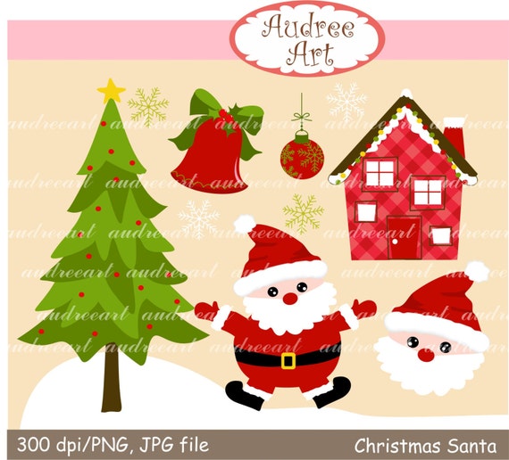 Items similar to Christmas clip art, Santa christmas clip art