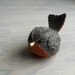 Wool Felt Bird Embroidered Decorative Felt Robin in Dark Gray