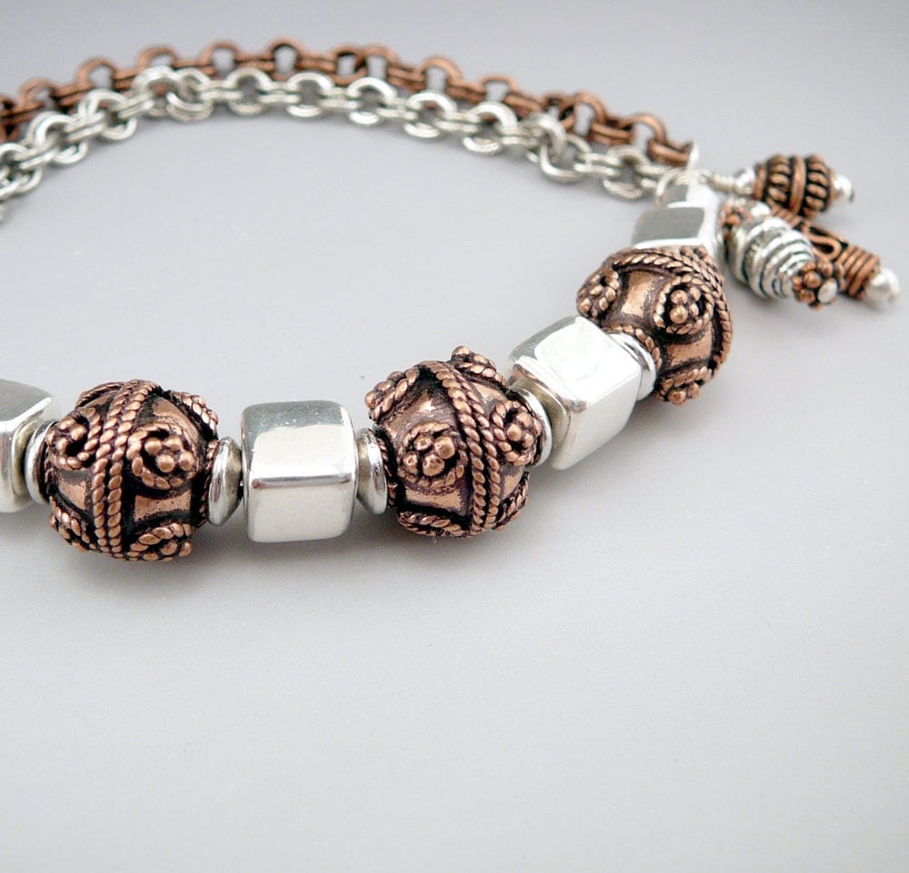 Mixed Metal Bracelet Copper And Silver Bracelet Fashion