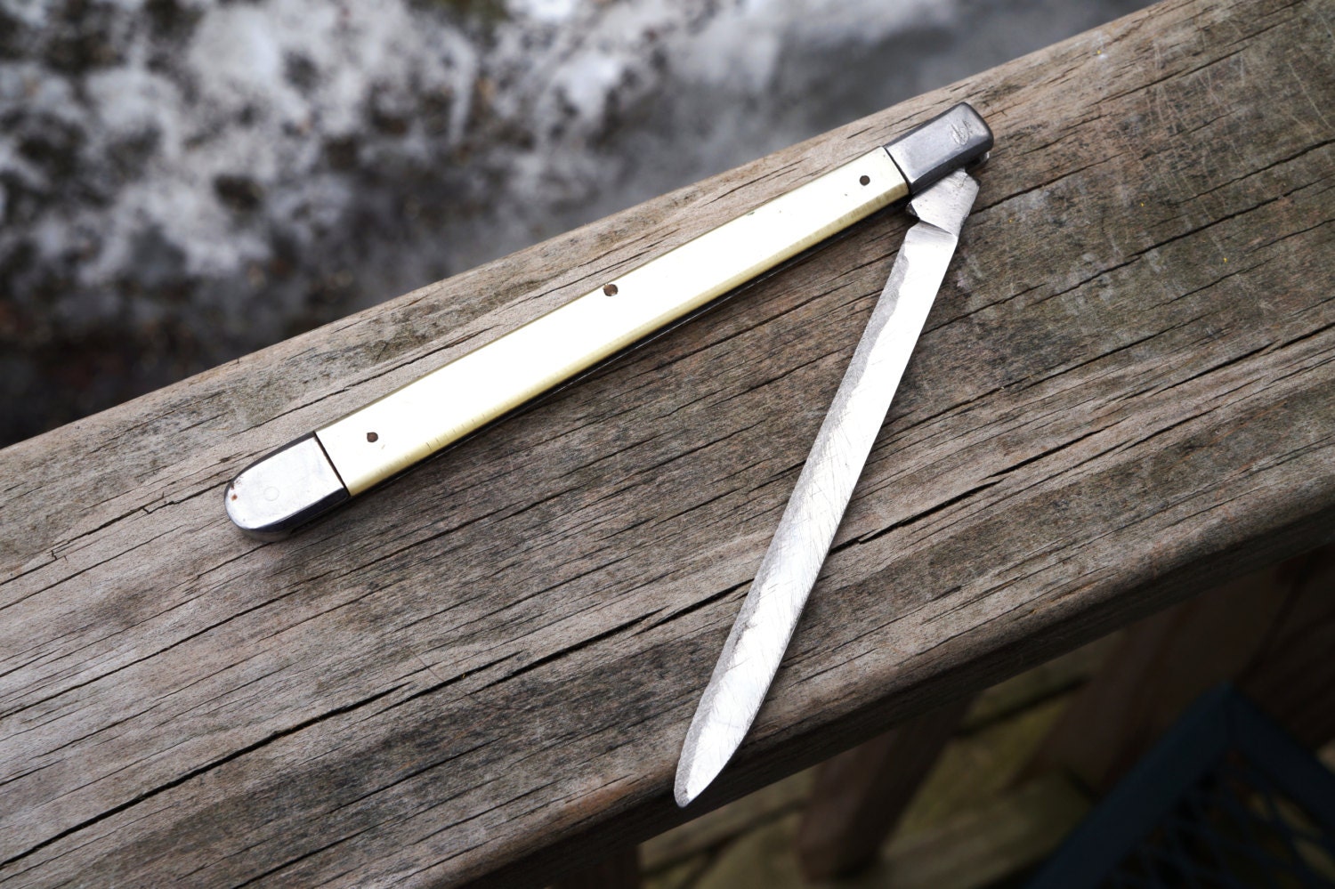 Vintage Sabre 77 Melon Tester Folding Pocket Knife Faux Pearl