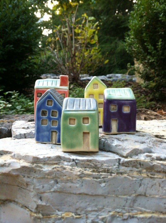 Items similar to Small Green Ceramic House / Terrarium Decor / Clay