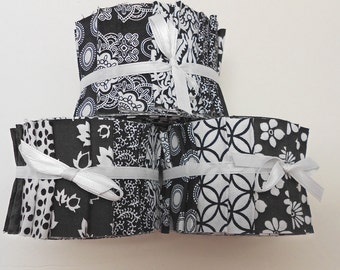 Black and White Quilt Strips - 2 1/2 inch wide cotton fabric quilt strips jelly roll - Time Saver Kit - SEW FUN QUILTS