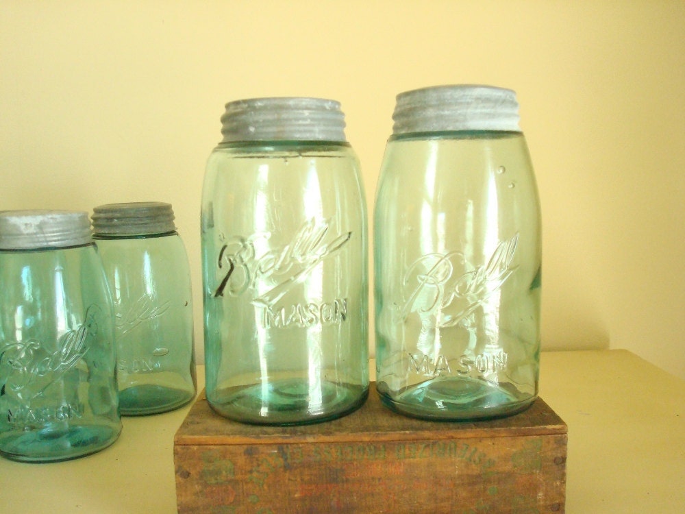Vintage Ball jars quart mason jars two antique Ball Mason