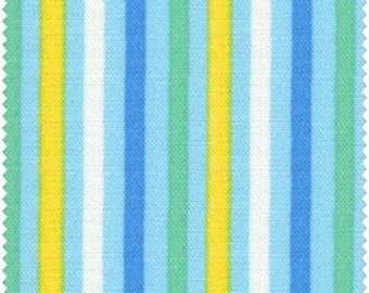 Simple Coordinates Cotton Fabric Quilt Gate CR8876-416 Small Mulit Stripes on blue