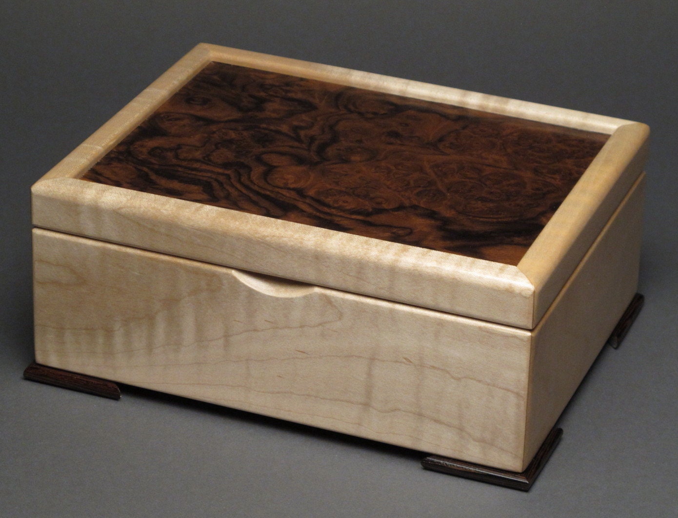 Keepsake Box Walnut Burl and Curly Maple by watswood on Etsy