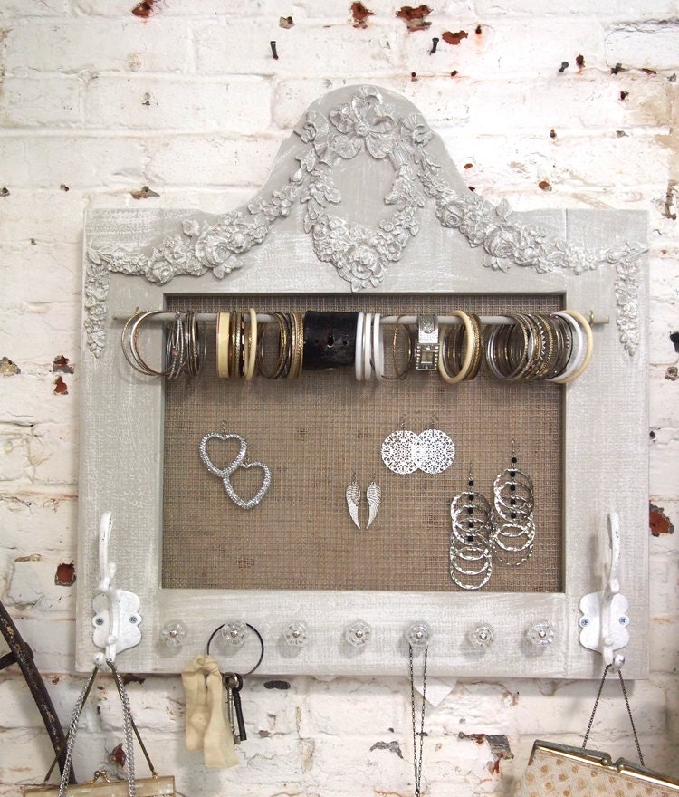 Painted Cottage Chic Shabby Farmhouse Jewelry Organizer HD139