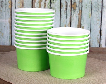 Small Lime Green Ice Cream Cups, Lime Green Ice Cream Bowls, Sundae Cups, Ice Cream Party Cups, Dessert Cups, 4oz Paper Ice Cream Cups (18)